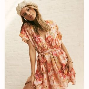 Free People Freddy Tie Mini Dress Floral Medium